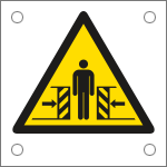 E49671M - Cartello alluminio pericolo schiacciamento EN ISO 7010