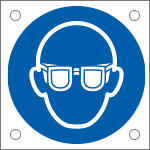 E49851M - Cartello bordo macchina  obbligo uso occhiali protettivi EN ISO 7010