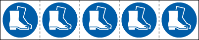 E49855MS - foglio n.5 etichette adesive 60x60 Obbligo uso scarpe....EN ISO 7010