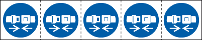 E49890MS - foglio n.5 etichette adesive 60x60 Obbligo cintura sic...EN ISO 7010