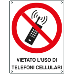 E623801W - Cartello divieto uso telefoni cellulari EN ISO 7010