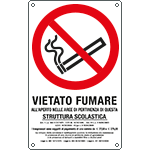 E630109X - Cartello vietato fumare all'aperto in questa struttura scolastica...