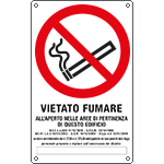 E630111X - Cartello vietato fumare all'aperto in questo edificio + spazio scrivib
