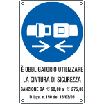 E639003KS - Etichetta obbligo utilizzare la cintura sicurezza....EN ISO 7010