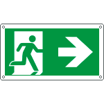 E715102WS - etichetta autoadesiva uscita di emergenza freccia destra EN ISO 7010