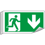 E715104BFLK - Cartello bifacciale flessibile uscita indietro EN ISO 7010