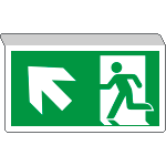 E715105SX - Cartello SOSPESO bifacciale uscita emergenza NORD OVEST EN ISO 7010