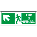 E720105XS - Etichetta uscita di emergenza freccia alto sx Uscita Em. EN ISO 7010