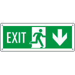 E720204W - Cartello uscita di emergenza freccia indietro EXIT EN ISO 7010
