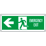 E720301WS - Etichetta uscita di emergenza freccia sinistra Emerg. EXIT EN ISO 7010
