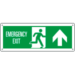 E720303W - Cartello uscita di emergenza freccia avanti Uscita Em. EN ISO 7010