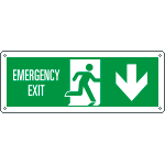 E720304W - Cartello uscita di emergenza freccia indietro Emerg.EXIT EN ISO 7010
