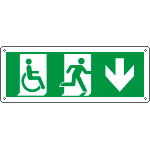 E720504W - Cartello uscita di emergenza disabili con freccia indietro EN ISO 7010