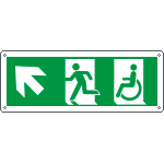 E720505K - Cartello uscita di emergenza disabili freccia in alto a sx ENISO7010
