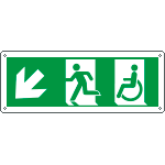 E720507K - Cartello uscita di emergenza disabili freccia in basso a sx. ENISO7010
