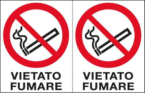 E9501A - Foglio n. 2 etichette adesive Vietato fumare EN ISO 7010