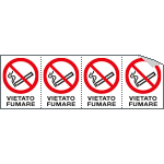 E9501B - Foglio n. 4 etichette adesive Vietato fumare EN ISO 7010