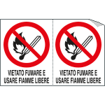 E9504A - Foglio 2 etichette vietato fumare usare fiamme libere EN ISO 7010
