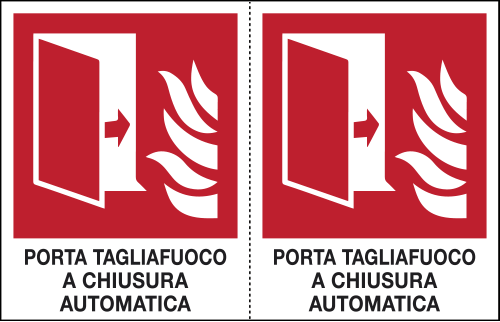 E9530A - Foglio n.2 etichetta autoad.PORTA TAGLIAFUOCO AUTOMATICA EN ISO 7010