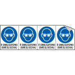 E9532B - Foglio n. 4 etichette adesive obbligo usare occhiali EN ISO 7010