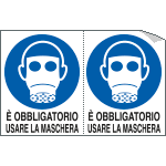 E9534A - Foglio n. 2 etichette adesive obbligo usare maschera EN ISO 7010
