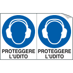 E9537A - Foglio n. 2 etichette adesive proteggere udito EN ISO 7010