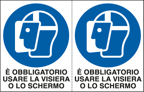E9542A - Foglio 2 etichette obbligo uso visiera o schermo EN ISO 7010