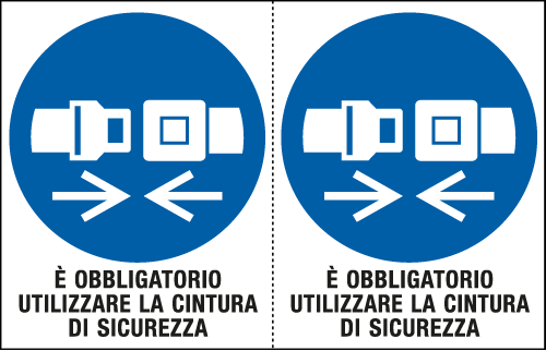 E9545A - Foglio n. 2 etichette adesive obbligo uso cintura EN ISO 7010