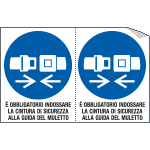 E9546A - Foglio 2 etichette adesive obbligo cintura c muletto EN ISO 7010
