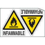 E9551A - Foglio 2 etichette adesive pericolo infiammabile EN ISO 7010