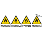 E9551B - Foglio 4 etichette adesive pericolo infiammabile EN ISO 7010