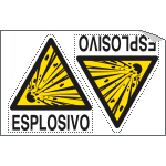 E9552A - Foglio n. 2 etichette adesive Pericolo Esplosivo EN ISO 7010