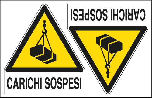 E9558A - Foglio 2 etichette Carichi Sospesi EN ISO 7010
