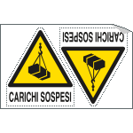 E9558A - Foglio 2 etichette Carichi Sospesi EN ISO 7010