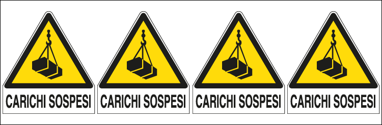 E9558B - Foglio 4 etichette Carichi Sospesi EN ISO 7010