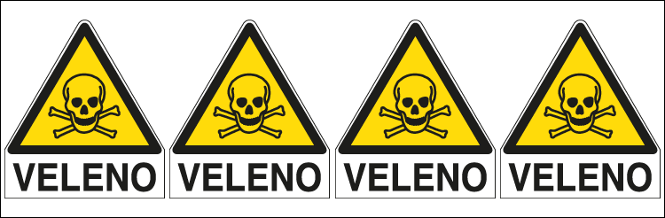 E9561B - Foglio 4 etichette Pericolo Sostanze Velenose EN ISO 7010