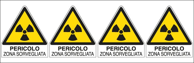 E9570B - Foglio 4 etichette Pericolo Zona Sorvegliata EN ISO 7010