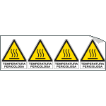 E9571B - Foglio 4 etichette adesive temperatura pericolosa  EN ISO 7010