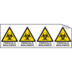 E9575B - Foglio 4 etichette adesive pericolo biologico EN ISO 7010