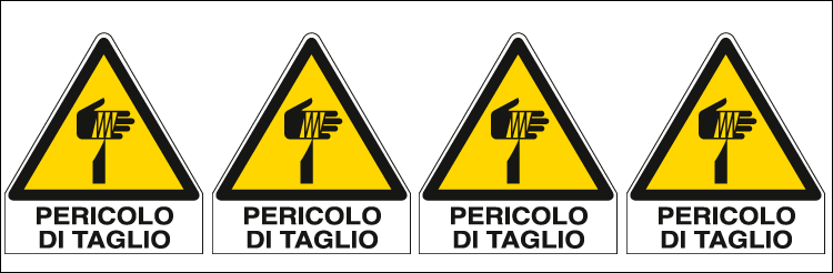E9577B - Foglio 4 etichette adesive pericolo di taglio EN ISO 7010