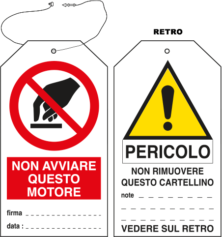 E9803 - Cartellino plastica non avviare questo motore...EN ISO 7010