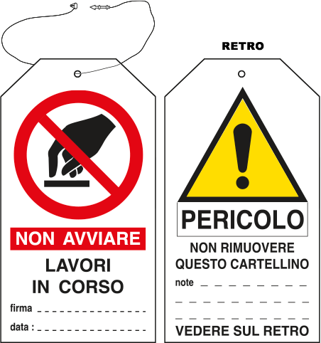 E9804 - Cartellino plastica non avviare lavori in corso..EN ISO 7010