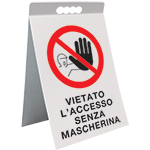ECAP18044X - cavalletto PVC "Vietato l'accesso senza mascherina"
