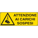 EEF1751K - cartello autoadesivo EasyFix attenzione carichi sospesi EN ISO 7010