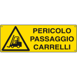 EEF1754K - cartello autoadesivo EasyFix pericolo passaggio carrelli EN ISO 7010