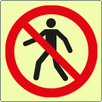 EL1304KP - cartello PVC rigido luminescente DIN divieto di transito EN ISO 7010