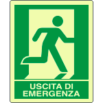 EL20106YP - cartello PVC uscita di emergenza destra  EN ISO 7010