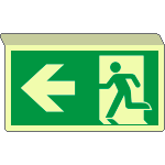 EL715101SKA - Cartello SOSPESO bifacciale  luminescente uscita emerg. SX EN ISO 7010