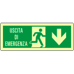 EL720104XP - Cartello lumin. DIN uscita di emergenza freccia indietro EN ISO 7010