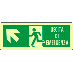 EL720105XP - cartello luminescente Uscita di emergenza freccia alto sx EN ISO 7010